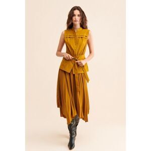 Anthropologie Mustard Yellow Sleeveless Midi Dress